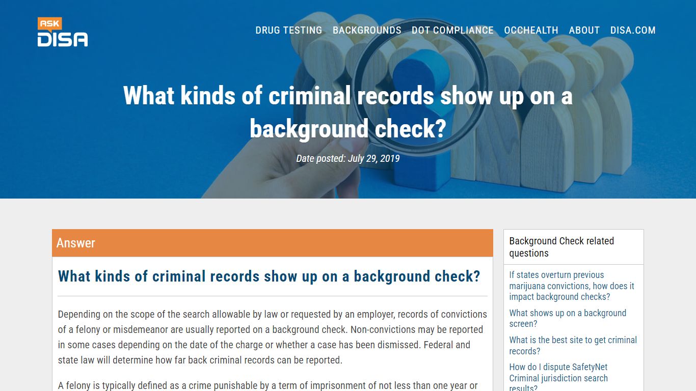 What kinds of criminal records show up on a background check? - DISA